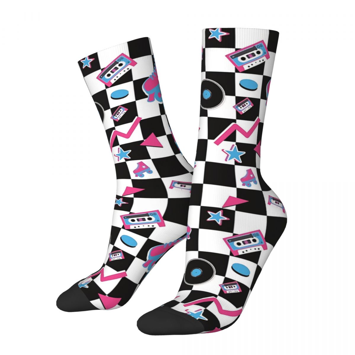 Happy Men's Socks Roller Disco Skate Retro Harajuku Disco Party Hip Hop Novelty Pattern Crew Crazy Sock Gift Printed