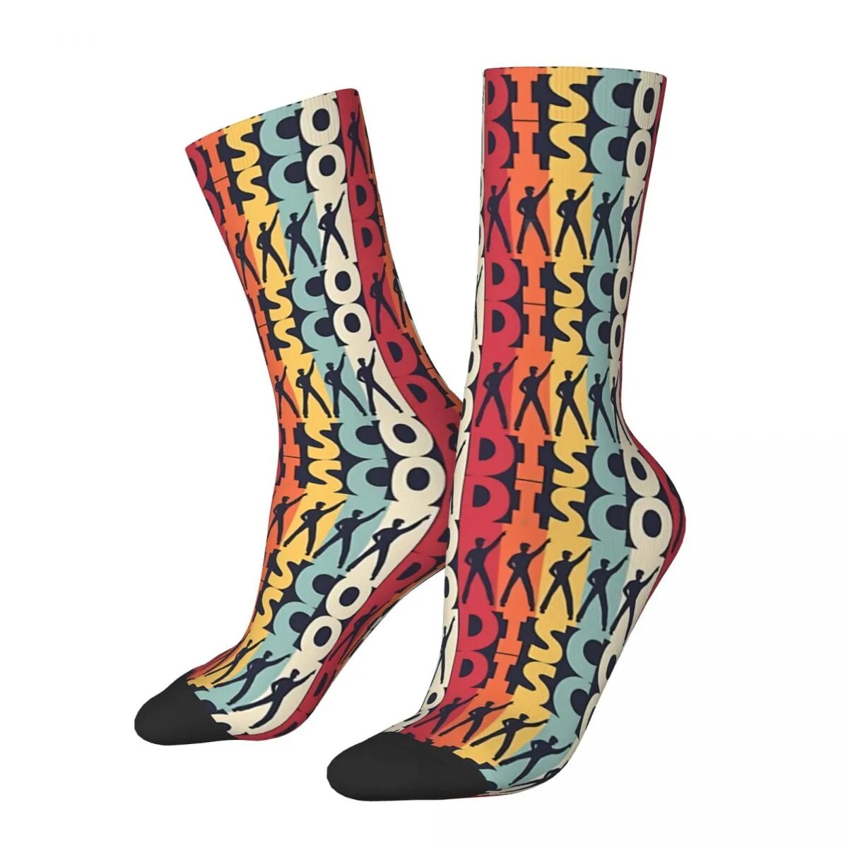 Funny Crazy Sock for Men Disco Dance Move Hip Hop Harajuku Disco Party Happy Pattern Printed Boys Crew Sock Novelty Gift