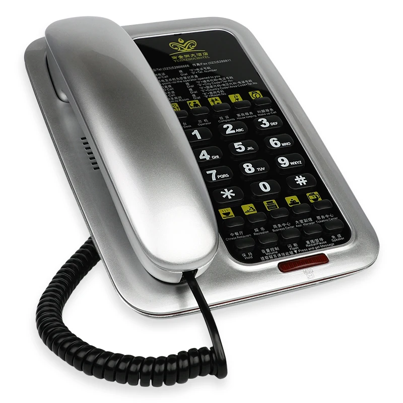 Corded Telephone Speakerphone Desktop Landline Phone Fixed Telephone for Home Hotel, Flash, Call on Hold, Redial, Black, Silver