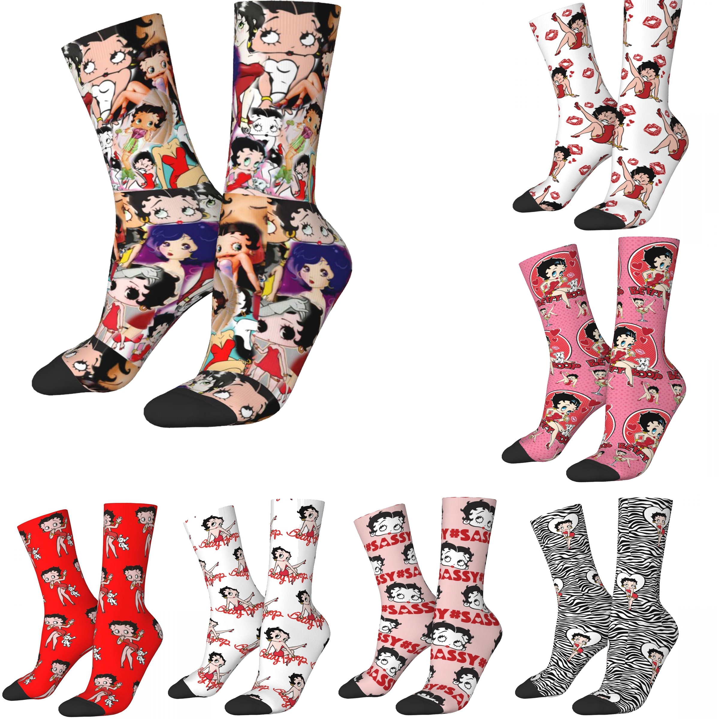 Women Mrs Boop Socks Merch Funny Cartoon Girl Bettys Socks Breathable for All Seaons Nice Birthday Gift
