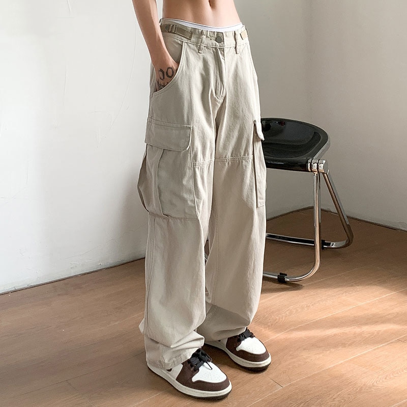 Streetwear Casual Baggy Cargo Pants Men Spring Autumn Harajuku Vintage Loose Straight Trousers Big Pocket Oversize Women's 