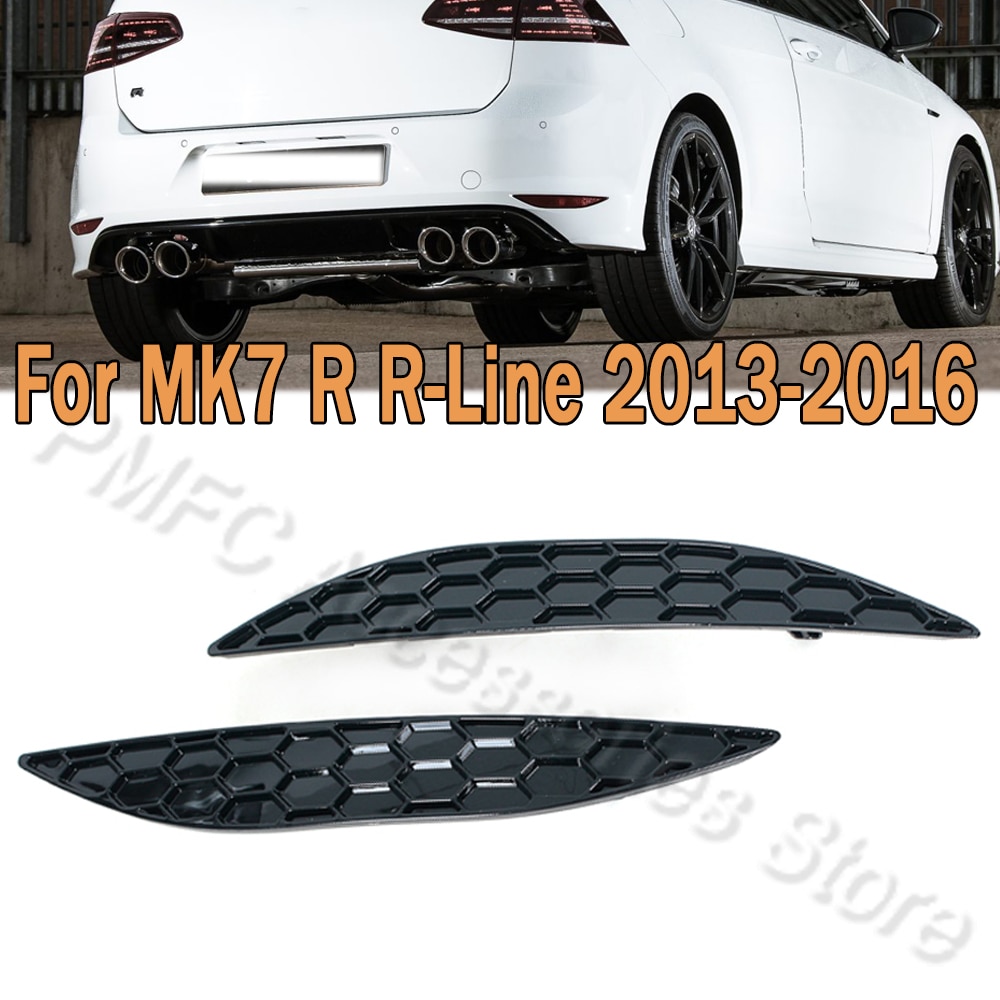 2Pcs Rear Bumper Reflector Delete Set Gloss Black For Volkswagen VW Golf MK7 R R-Line 2013 2014 2015 2016
