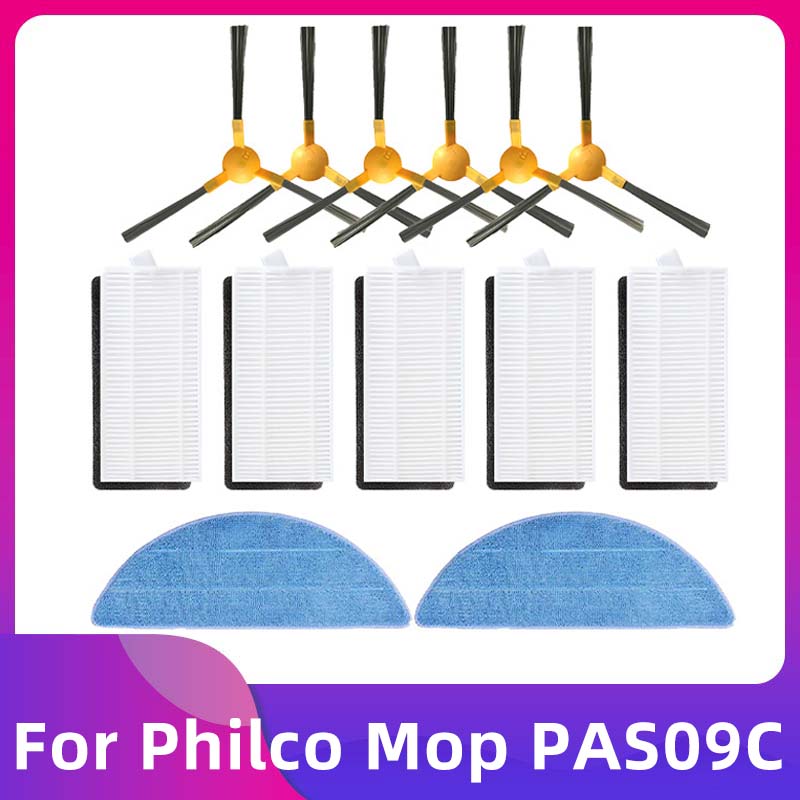 For Philco Mop PAS09C Robot Vacuum Cleaner Side Brush HEPA Filter Mop Cloth Replacement Accessories Parts