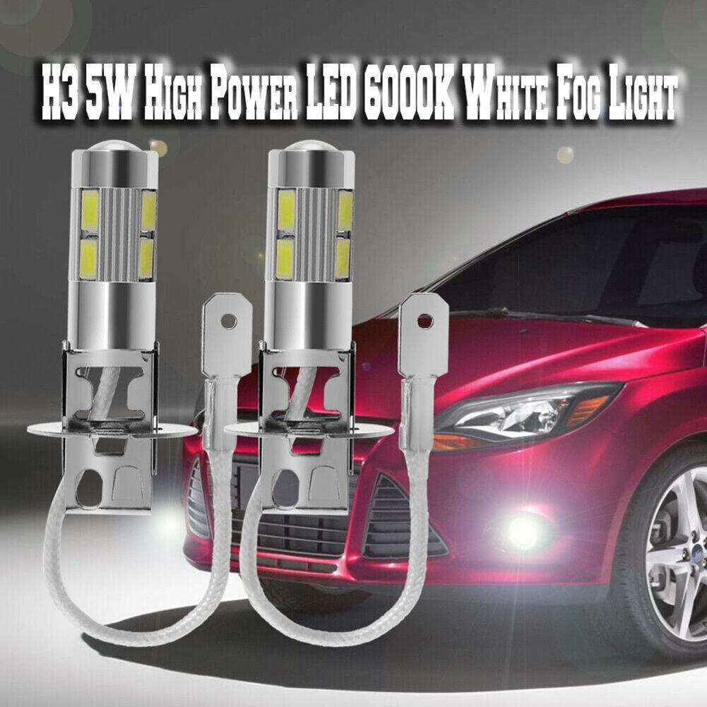 2pcs Car Headlight Bulb 12V H3 High Power LED 6000k Xenon Fog Lamp Driving DRL Lights Headlamp Bulbs
