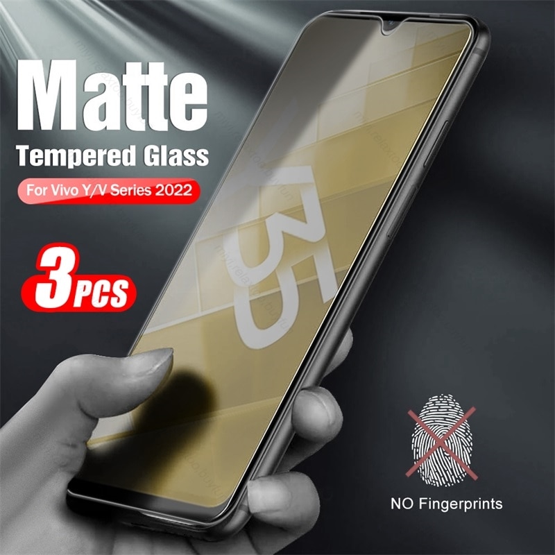 3PCS Anti-fingerprint Tempered Glass For Vivo Y16 Y22 Y22s Y35 V25E 4G V25 5G Y 35 16 22 Frosted Matte Screen Protectors Film 9H