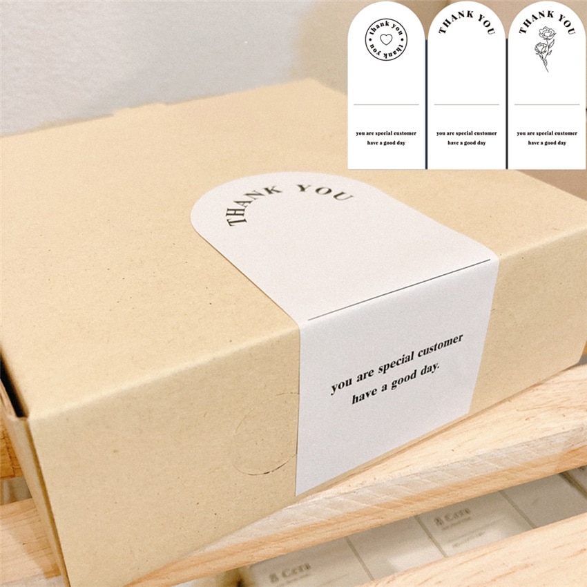 50pcs Rectangle Thank You Stickers 6*13CM White Seal label For Baking Cake Gift Bags Packaging Small Business Decorative Sticker