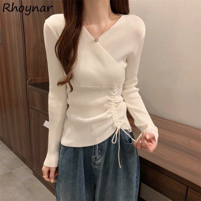 Pullovers Women Slim Ulzzang Inside Casual Stylish Autumn Female Simple Korean Style All-match Solid Elegant Basic Knitwear Soft