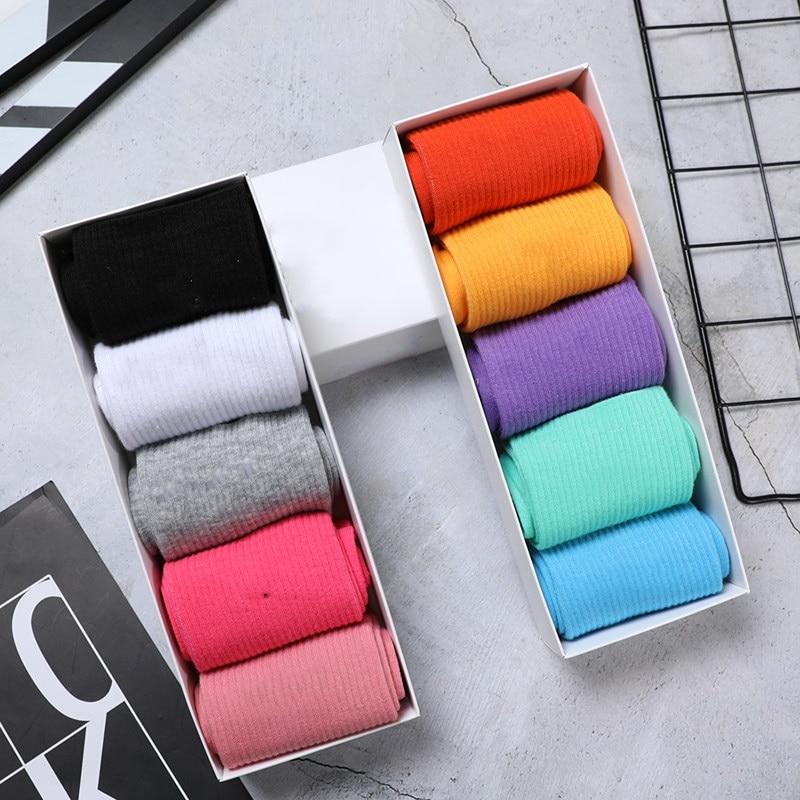 2022 Macaron Candy Color Sports Socks Men's and Women's Same High School Low Tube Elastic Basketball Socks US size(5-1