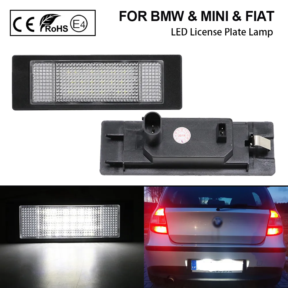 LED Lights For BMW E63 E64 E81 E87 F06 F12 F13 F20 Z4 E85 E86 E89 2PCS License Number Plate Lamps For Mini Cooper R55 R60 R61
