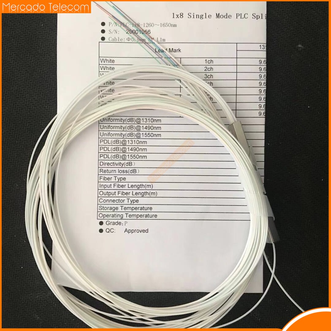 20 pcs/packing 0.9mm Steel Tube Fiber Optic PLC Splitter 1x2 1x4 1x8 1x16 No Connector Mini 1*8 Fbt Splitter Fbt Coupler