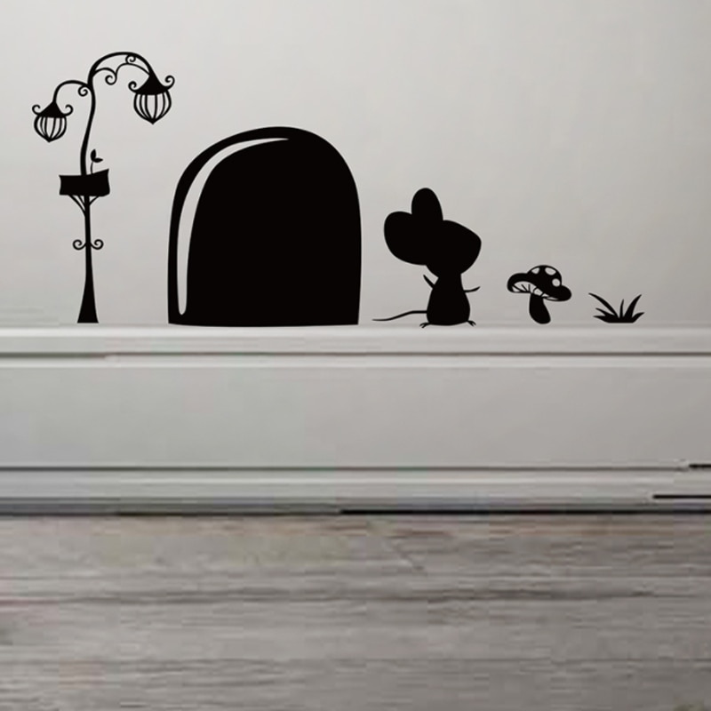 Kawaii Mouse Wall Hole Sticker DIY Window Glass Wall Sticker Bedroom Skirting Line Decoration Sticker Self-adhesive Wallpaper