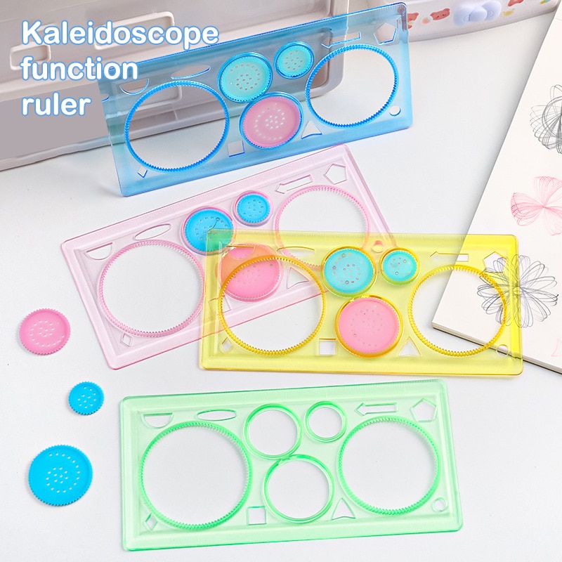 Kaleidoscope Geometric Ruler For Students Children Learning Art Tool Painting Multi-function Puzzle Children Puzzle Toys