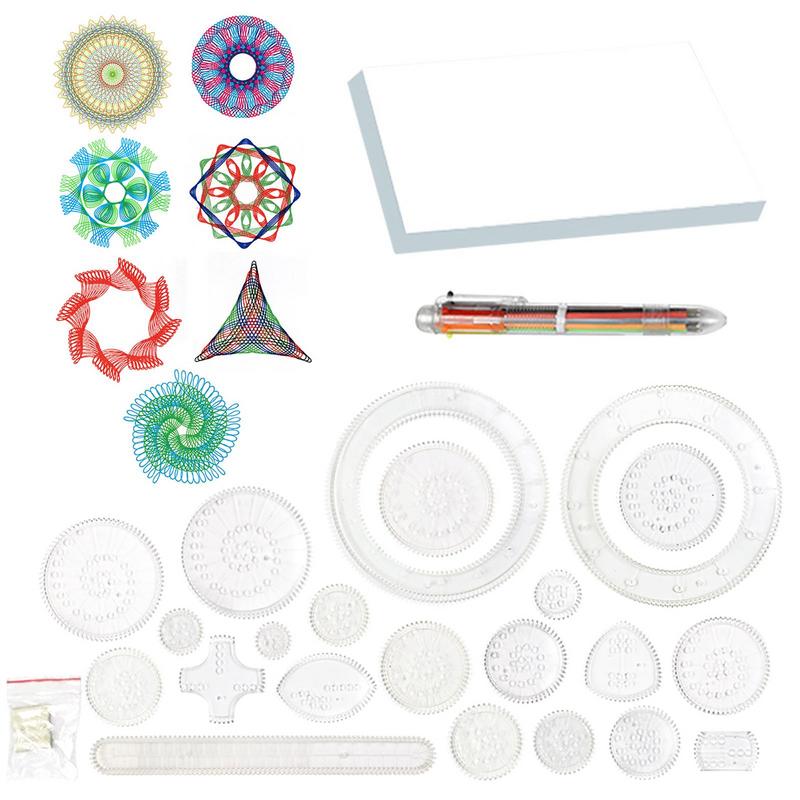 Geometric Drawing Ruler Spiral Drawing Art Kit Spiral Stencils With Pens Paper For Drawing DIY Art Crafts Sketch Creation