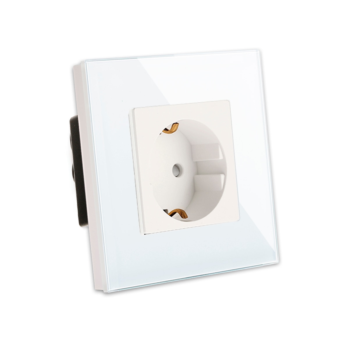 Power Socket,16A EU Standard Electrical Outlet 86mm*86mm White Black Grey Crystal Glass Panel Wall Socket