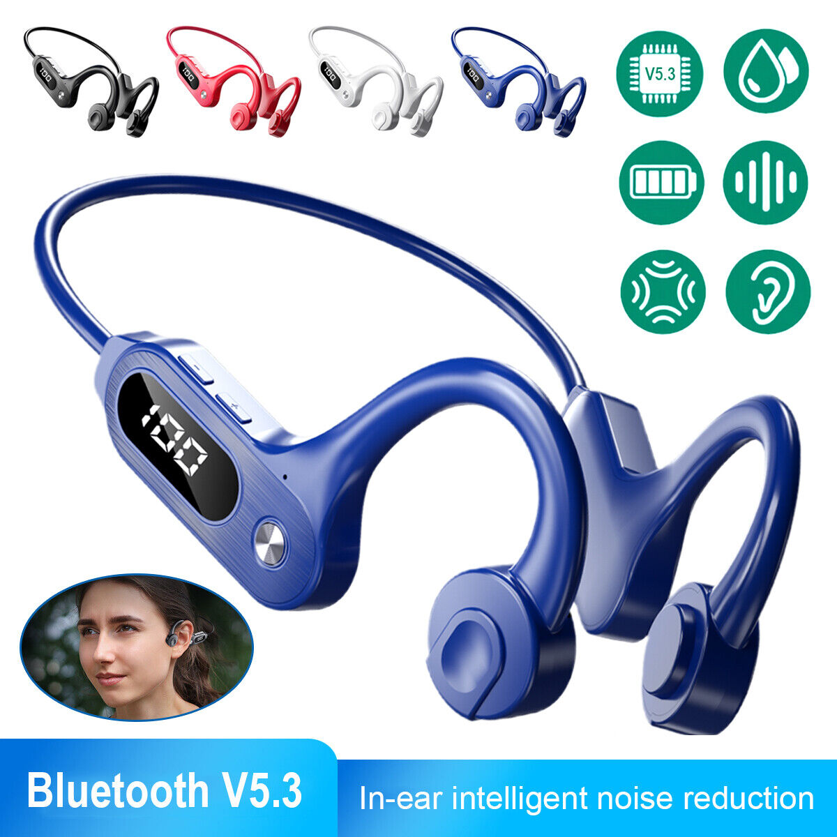Bone Conduction Headphones Bluetooth5.3 Wireless Earbuds Outdoor Running Sport Headset For Huawei Glory Apple Oppo Vivo
