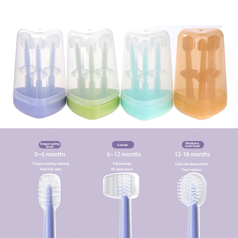 Baby Tongue Brush Shaped Brush Silicone Toothbrush Infant Deciduous Tooth Brush 0-18 Tongue Coating Cleaning Baby Toothbrush