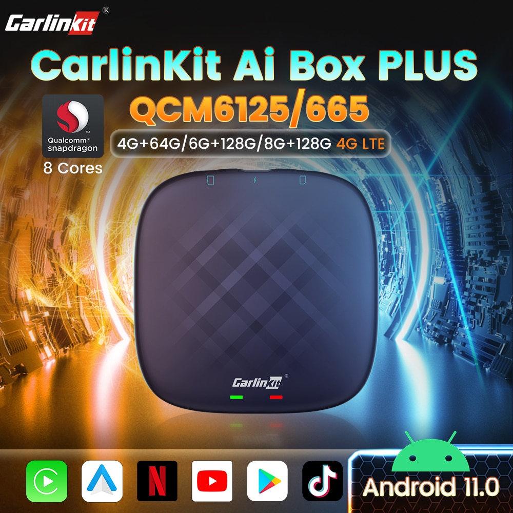 CarlinKit CarPlay Ai Box 6125 Android 11 Apple CarPlay Wireless Android TV Streaming Box Netflix Iptv 4GLTE 64G 128G ROM 8 Cores
