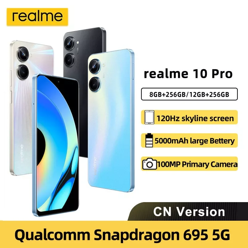 realme 10 pro Smartphone Qualcomm Snapdragon 695 5G processor 33 Flash Charger 100MP Rear Camera 5000mAh Battery Mobilephone