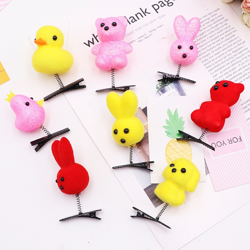 1000pcs children cartoon 3D hairpin Little yellow duck/loves/Sunflower/dog great festival gift funny cute Clip