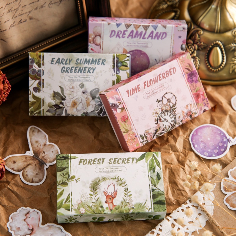 40pcs Fresh Forest Animals Plants Decorative Boxed Stickers Handbook Scrapbooking Aesthetics Label Diary Junk Journal Planner