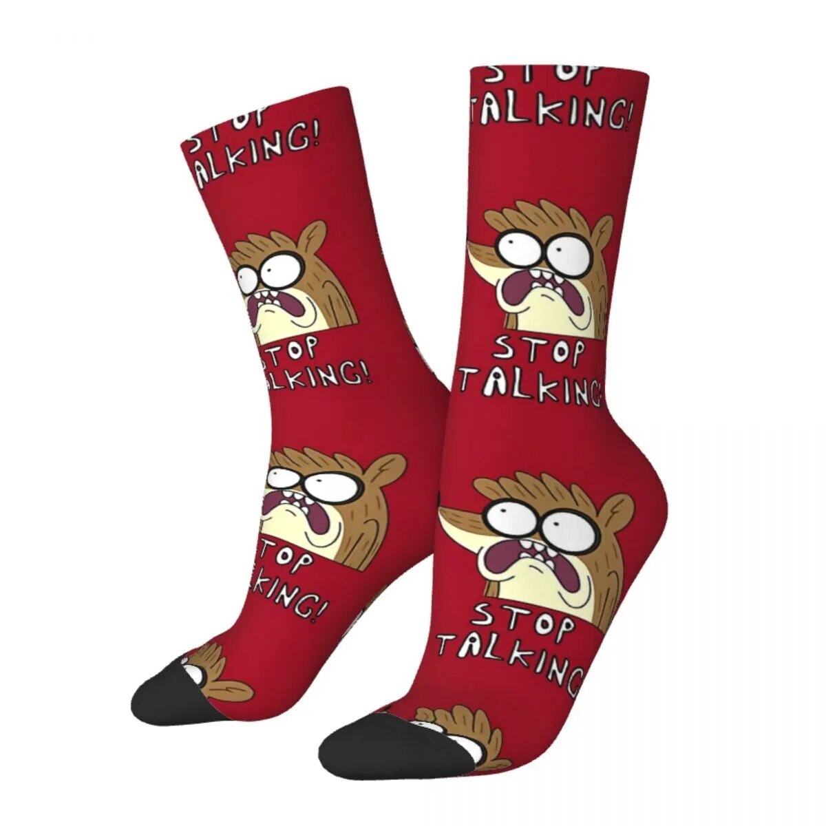 Funny Crazy Sock for Men Stop Talking Hip Hop Harajuku Seamless Pattern Printed Boys Crew Sock Novelty Gift