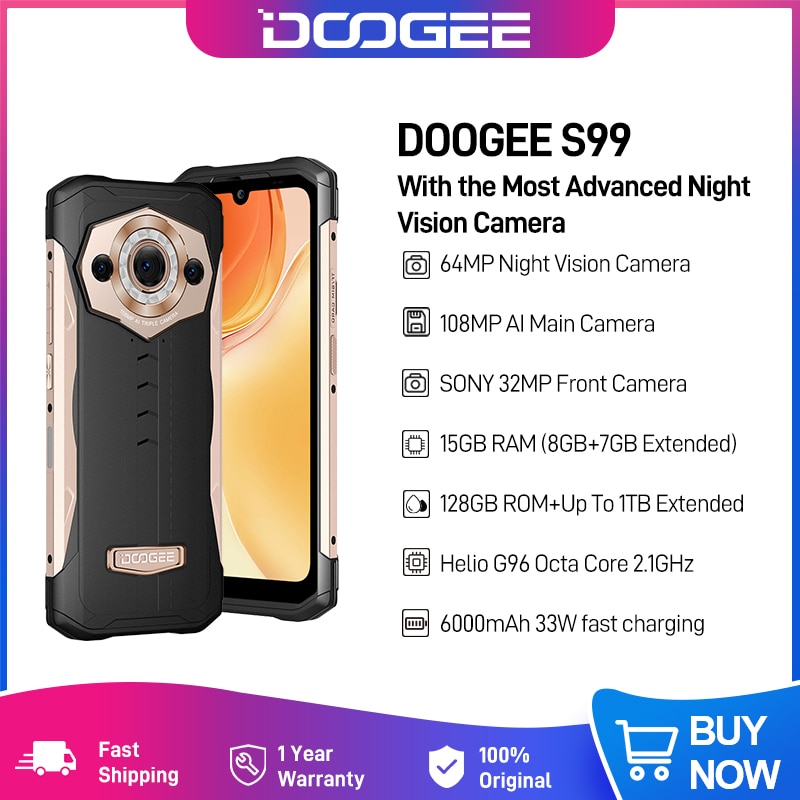 World Premiere DOOGEE S99 Rugged Phone 64MP Night Vision 8GB RAM+7GB RAM Extended + 128GB ROM 108MP Ai Main Camera Phone