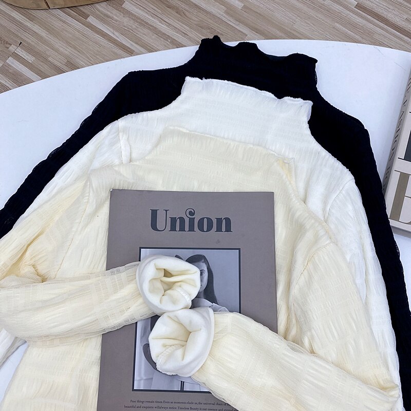 Abrini Women Winter Thermal Underwear Sweaters Turtelneck Sweater Warm Winter Velvet O-neck Jumpers Women Cashmere Sweaters 2022