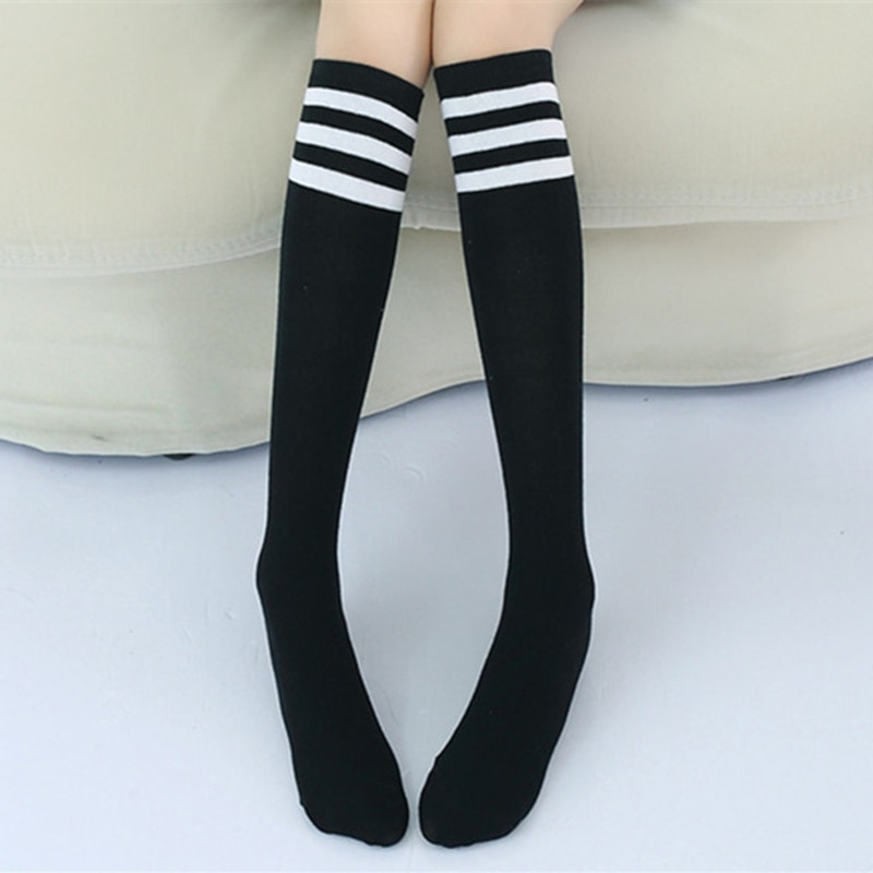 Kids Knee High Socks Girls Boys Football Stripes Cotton Sports School White Black Socks Skate Children Baby Long Tube Leg Warm