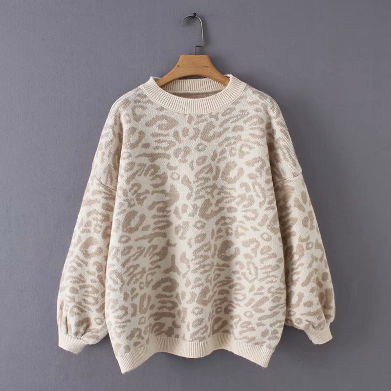 Sweater Women Turtleneck Leopard Knitted Sweater Animal Print Winter Thick Female Pullovers Casual Tops Oversized Sweater