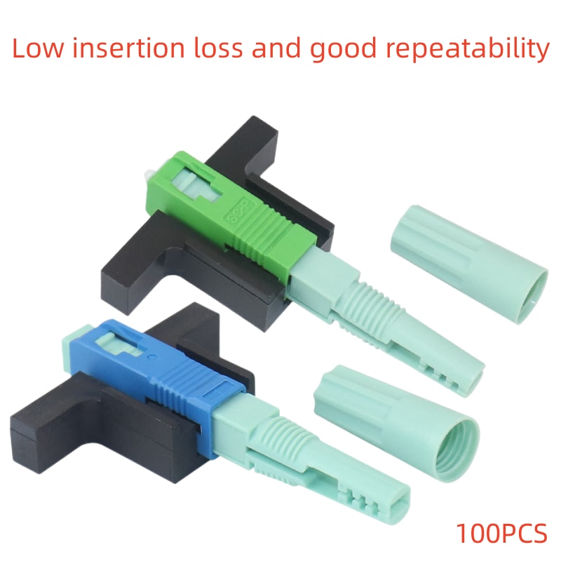 200pcs High Quality 53MM SC APC SM Single-Mode Optical Connector FTTH Tool Cold Connector SC UPC Fiber Optic Fast Connnector