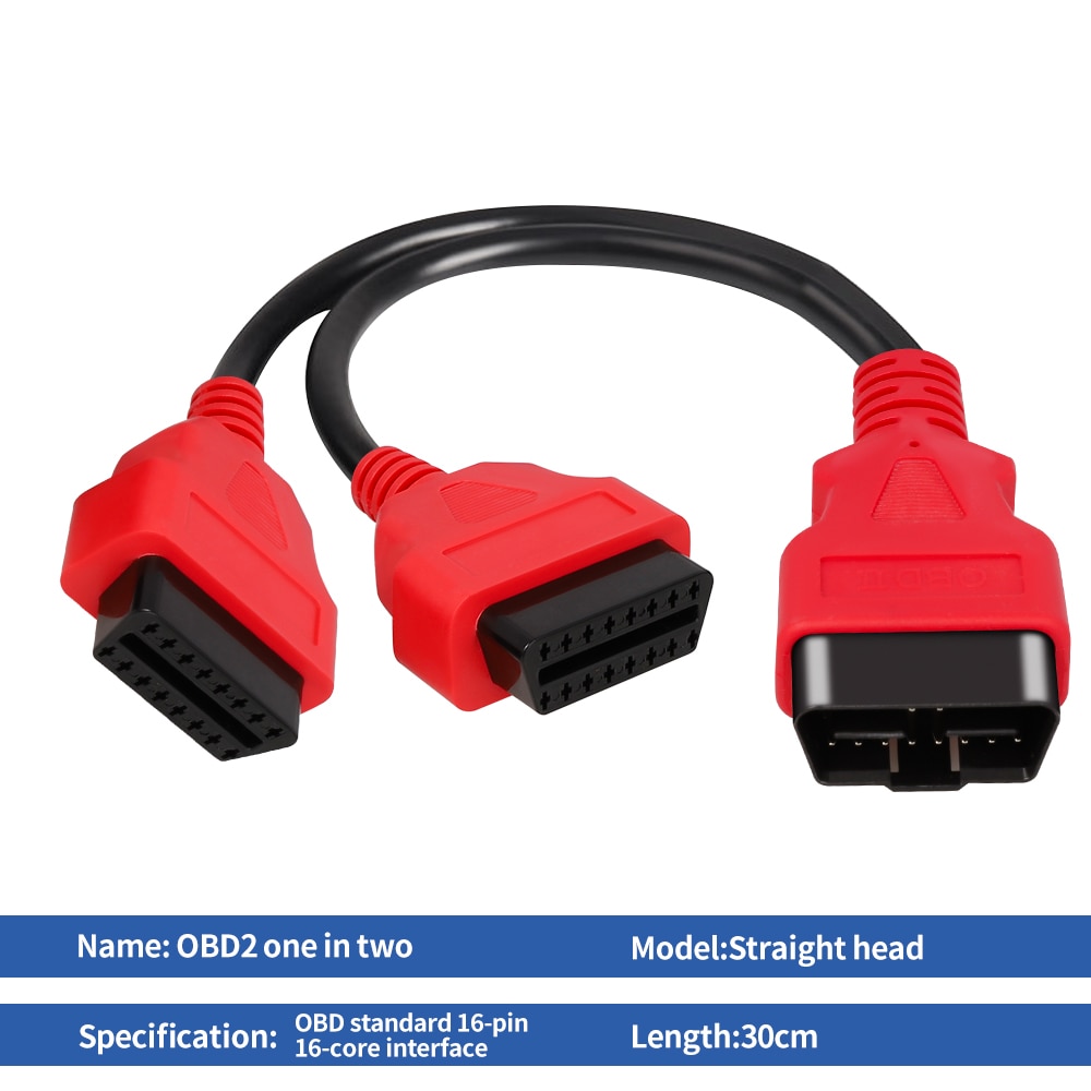 16Pin OBD2 Extension Connector Cable 30cm Male to Dual Female Y Splitter Extension Cable Car Diagnostic Cable