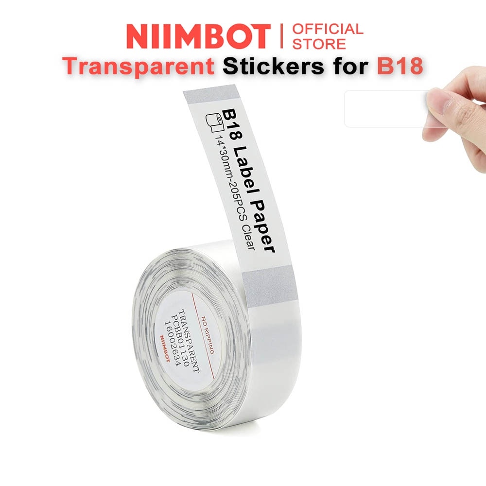 [for B18] [Transparent Series] NIIMBOT Thermal Label Stickers for B18, Waterproof Anti-Oil Scratch-Resistant Paper