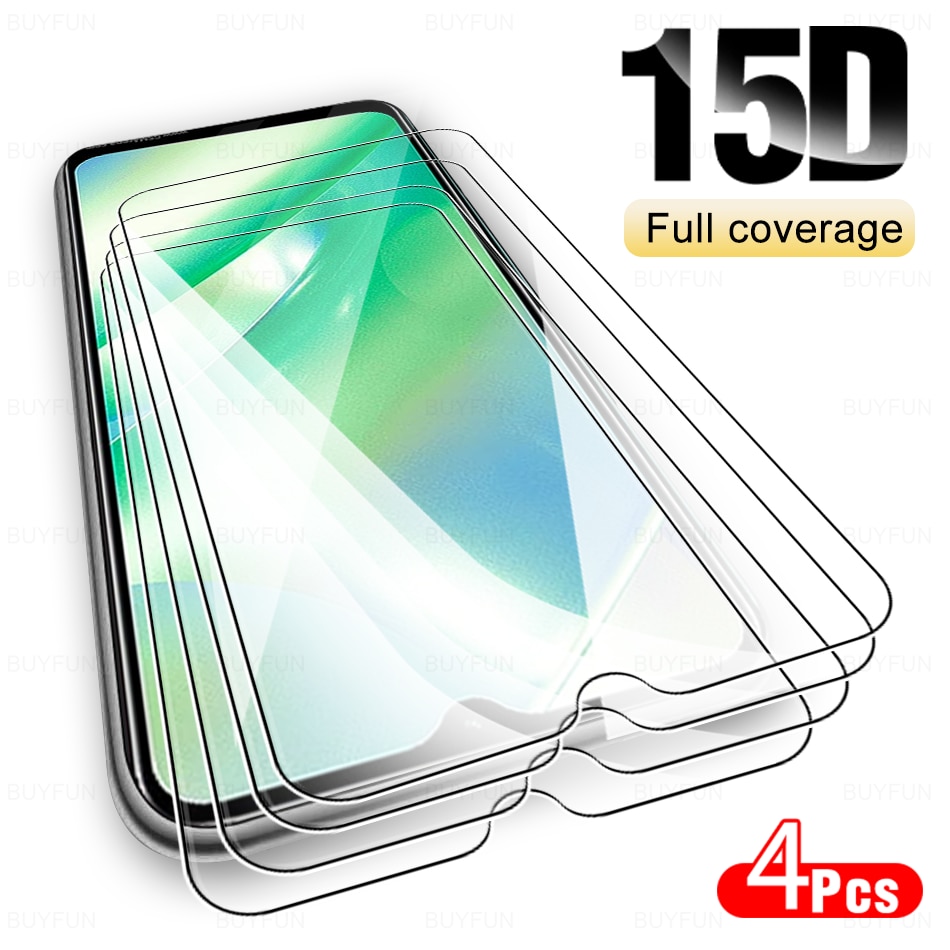 4pcs 15D Full Coverage Glass For Realme C33 C31 C30 C35 Tempered Glass Realmy C 33 30 31 35 RealmC33 4G RMX3624 Screen Protector