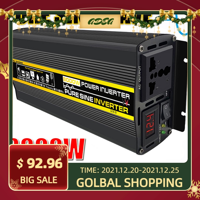 Pure Sine Wave Inverter 12V/24V/48V/60V To 8000/6000/4000/3000W AC110V 220V Voltage Transformer Power Converter Solar Inverter