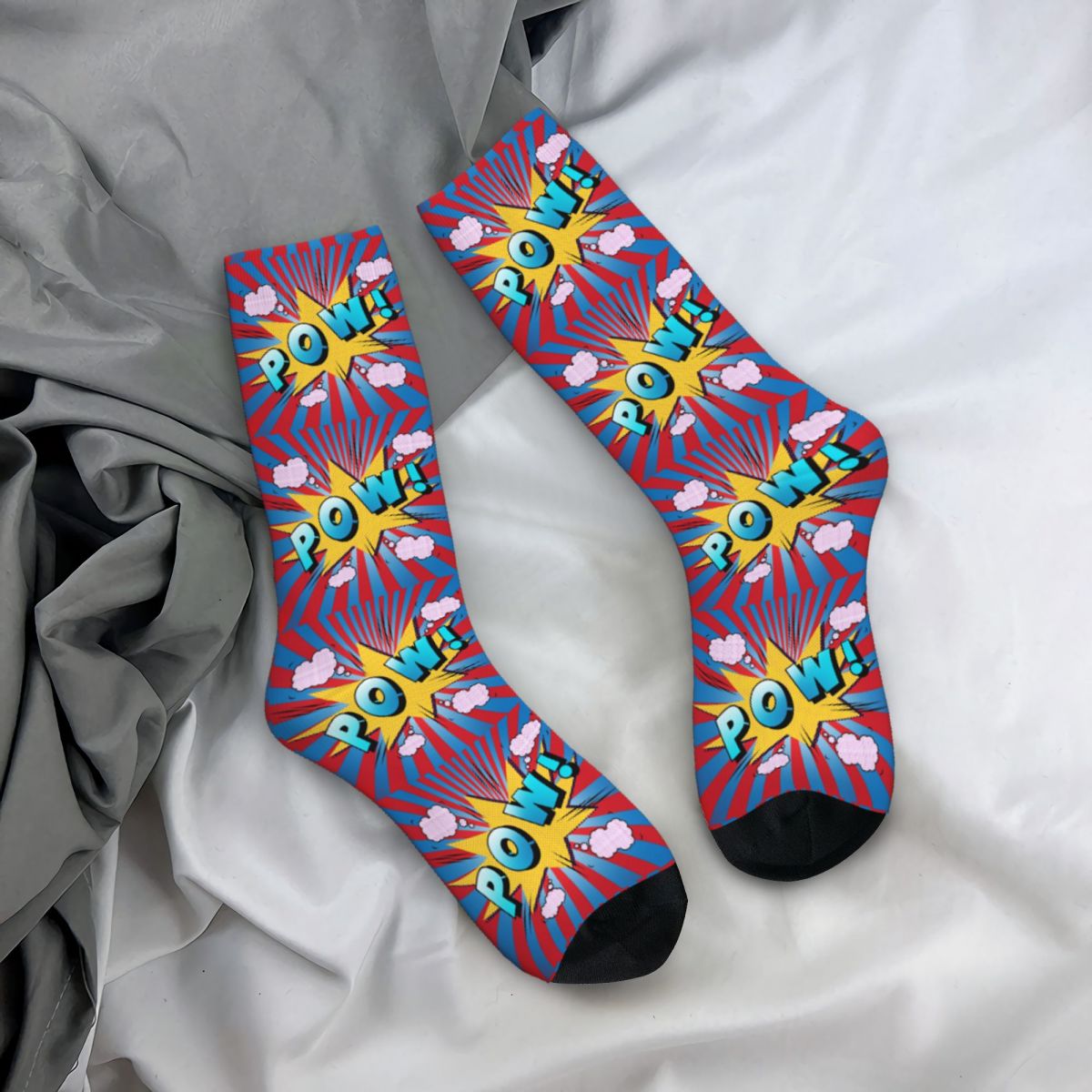 New Male Men Socks Harajuku Pow Pop Art Cool Culture Comics Modern Retro Sock Skateboard Women Stockings Spring Autumn Winter