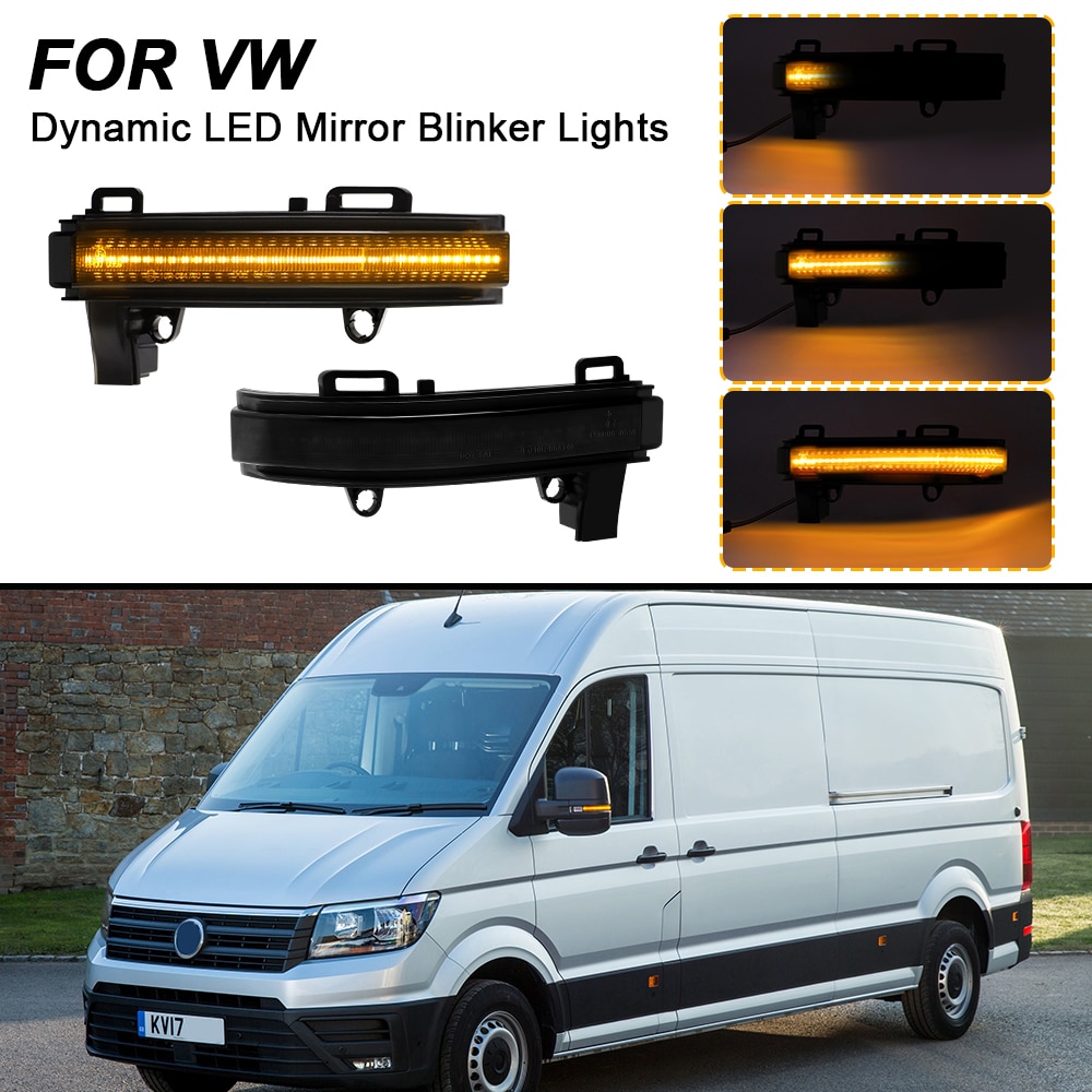 Dynamic Indicator LED Lamps For VW Crafter MK2 2017- 2PCS Error Free Amber Side Mirror Blinker Turn Signal Sequential Lights