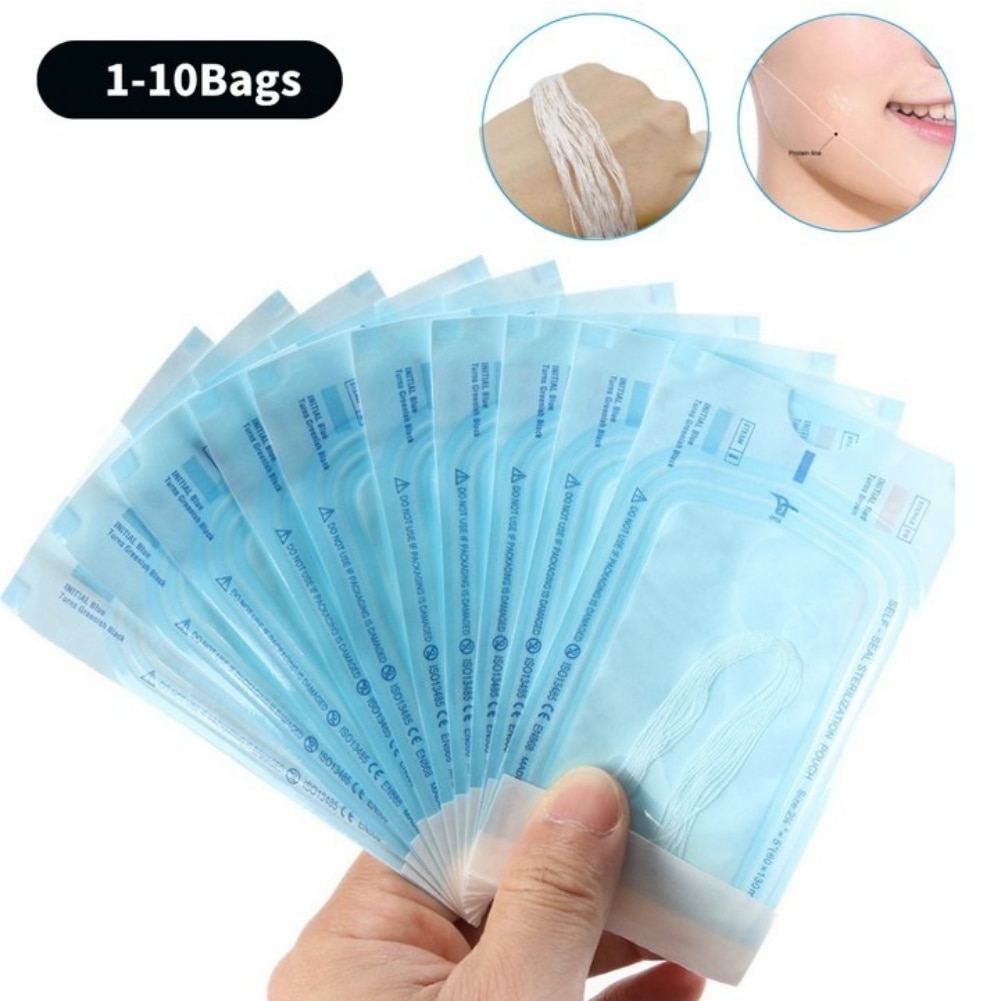 120-12PC No Needle Anti Aging Collagen Line Facial Thread Skin Lifting Absorbed Lines Wrinkle Removal Face Filler Protein Thread