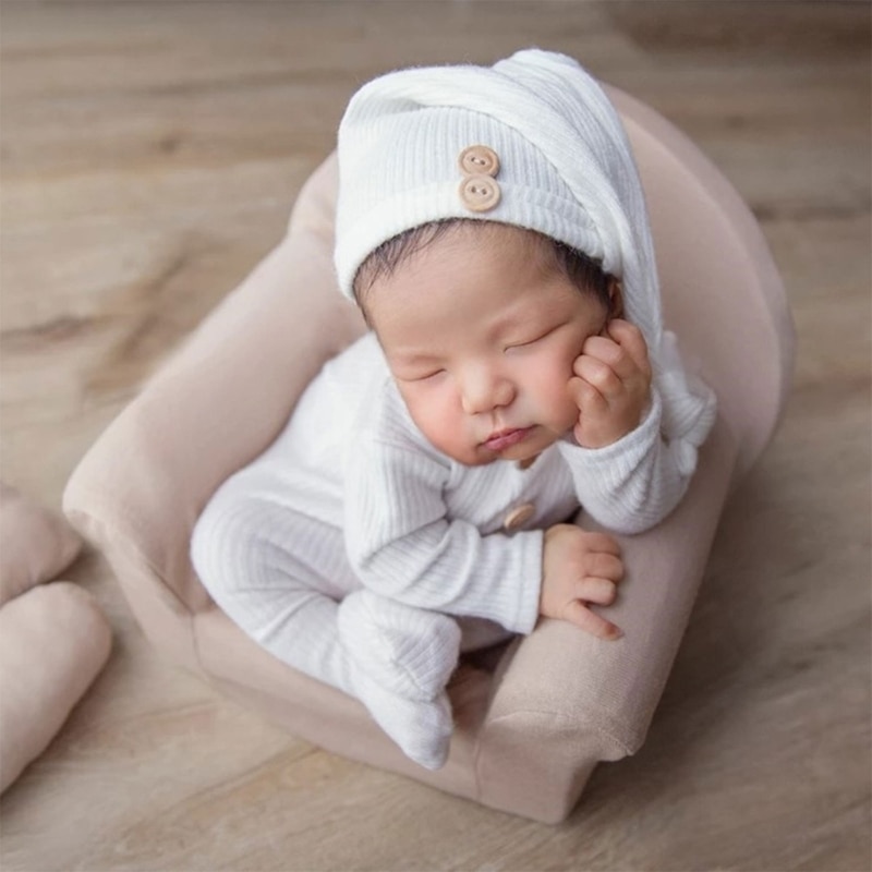 2Pcs Newborn Photography Props Baby Costume Hat Infant Baby Costume Bodysuit for Girls Boys Clothes Photo Clothing Outfit