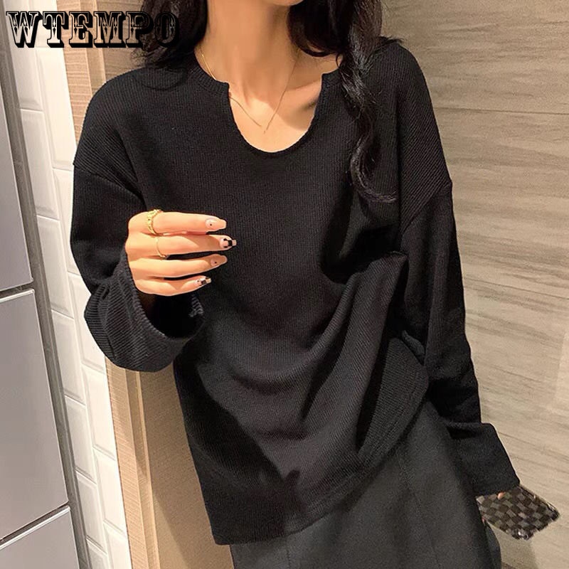 Women's Sweater Solid Color Loose Office Pullover Round Neck Casual Fashion Trend Comfortable Women's Autumn and Winte