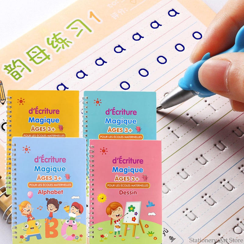Montessori French 3D Copybook SANK Reusable Calligraphy Magic Book Children's Notebook For Calligraphy Handwriting Writing 
