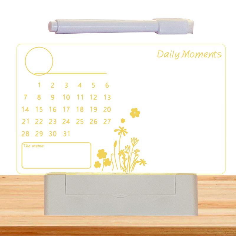 Acrylic Dry Erase Board Message Board Calendar With Light Rewritable Night Light With Pen Lamp Gift Perfect For Your Living Room