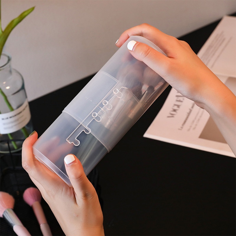 Makeup Brush Adjustable Transparent Storage Box Waterproof Dustproof Large Capacity Holder With Lid Travel Portable Make Up Tool