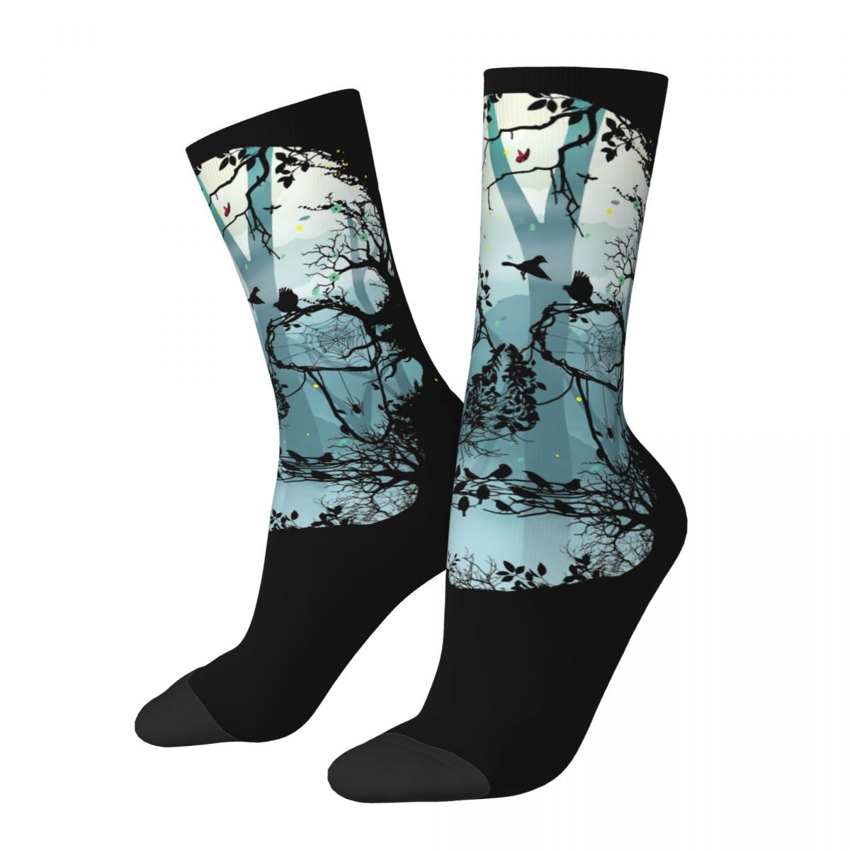 Hip Hop Vintage Dark Forest Skull Crazy Men's Socks Unisex Ghost Specter Spirit Harajuku Seamless Printed Crew Sock Boys Gi