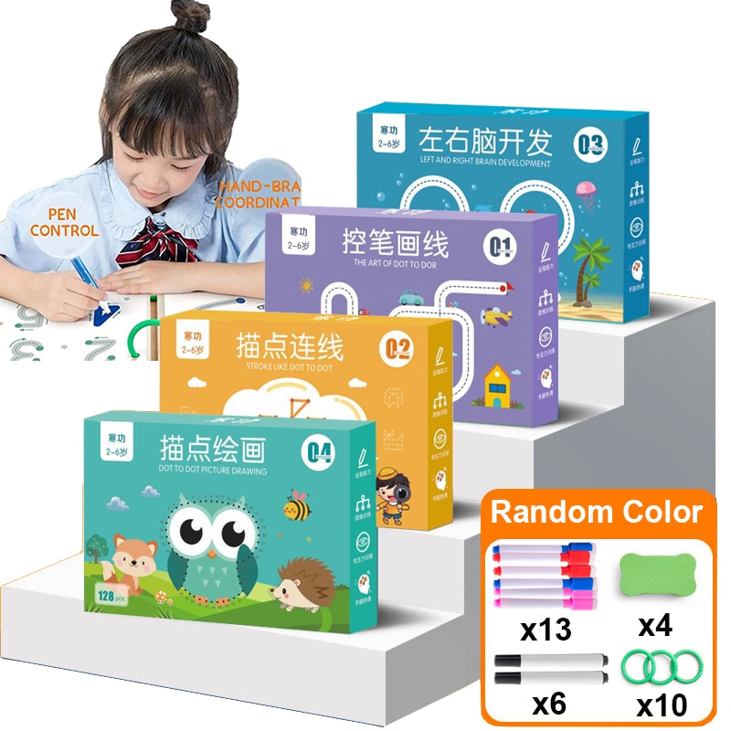 Magical Tracing Workbook Set Reusable Calligraphy Practice Drawing Copybook Learning Game Early Educational Logical Toys
