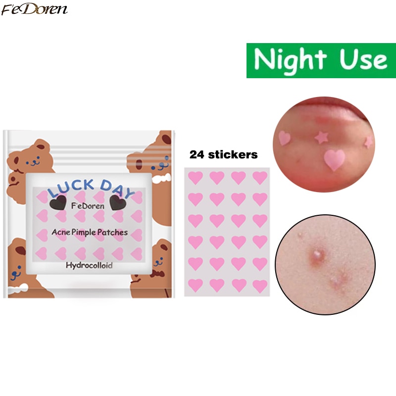 24Pcs Cute Heart Invisible Acne Removal Pimple Patch Beauty Acne Tools Pimple Acne Concealer Face Spot Scar Care star Stickers