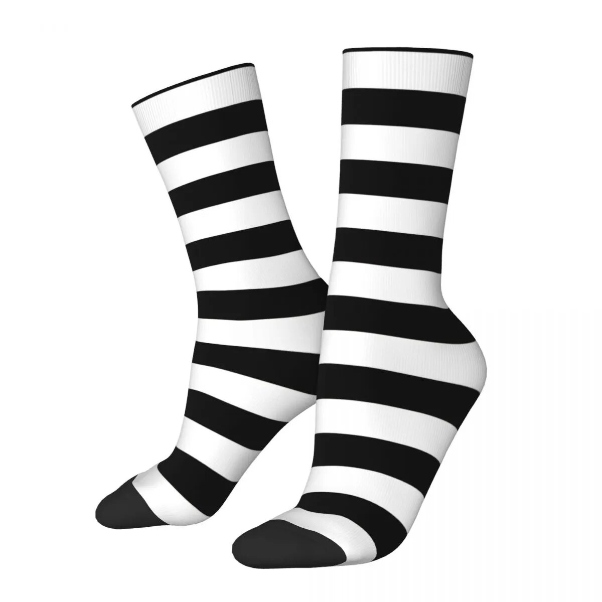 Funny Men's Socks Wicked Witch Black White Striped Retro Harajuku Striped Hip Hop Novelty Pattern Crew Crazy Sock Gift Prin
