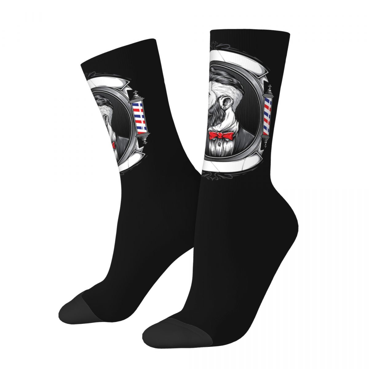 Hair Salon Barber Shop Socks Men's Women's Warm Funny Happy Socks Novelty Stuff Middle Tube Socks