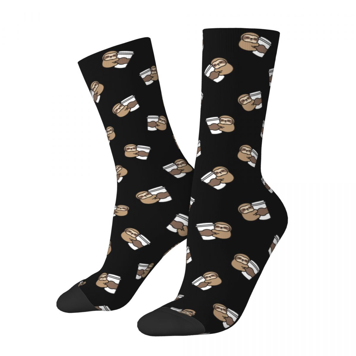 Coffee & Sloths Socks Men Women Fashion Cartoon Socks Hip Hop Spring Summer Autumn Winter Socks Gift