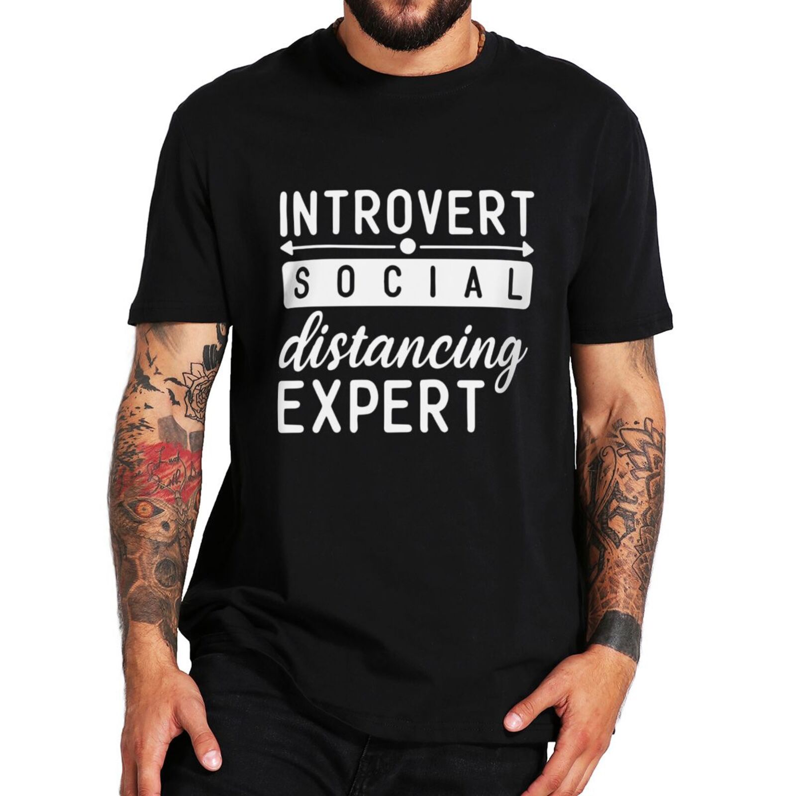Introvert Distancing Expert T Shirt Funny Sayings Introverts Humor Geek Gift Tee Tops EU Size 100% Cotton Unisex Casual Tshirts