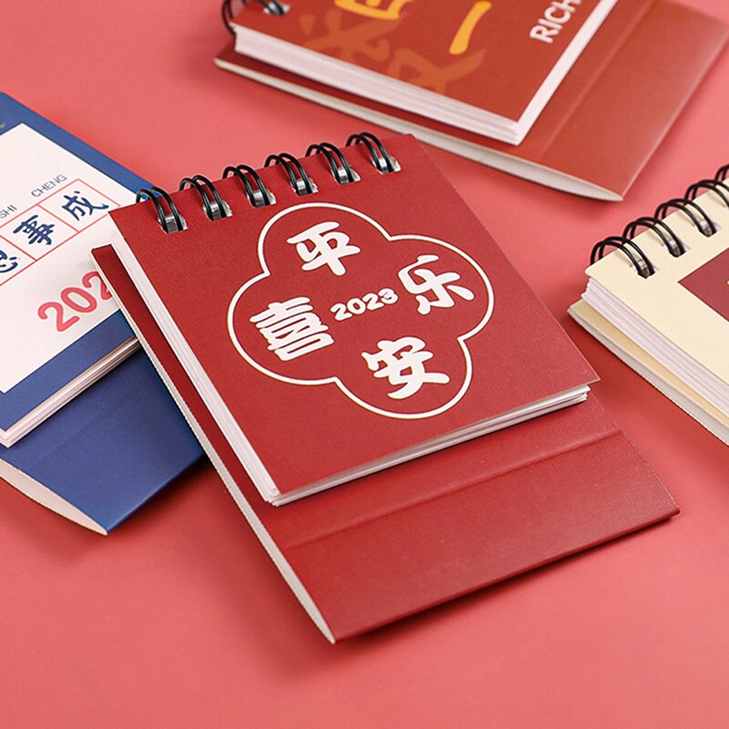 2023 Kawaii Mini Table Calendar Delicate Pattern Daily Schedule Home Calendar Desktop Daily Plan Calendar Book Stationery